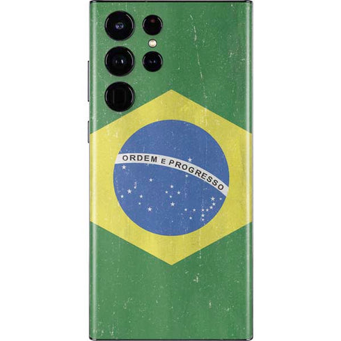 Brazil Flag Distressed Galaxy S22 Ultra Skin